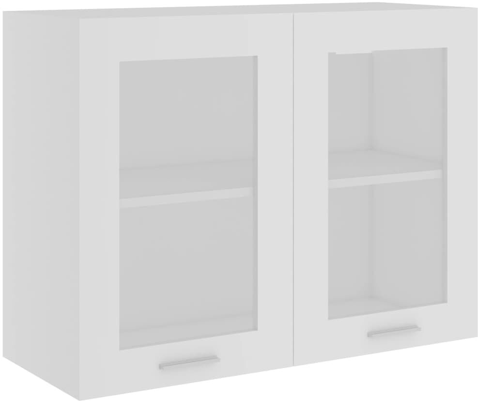 vidaXL Mobile Pensile con Vetro Bianco 80x31x60 cm Legno Multistrato