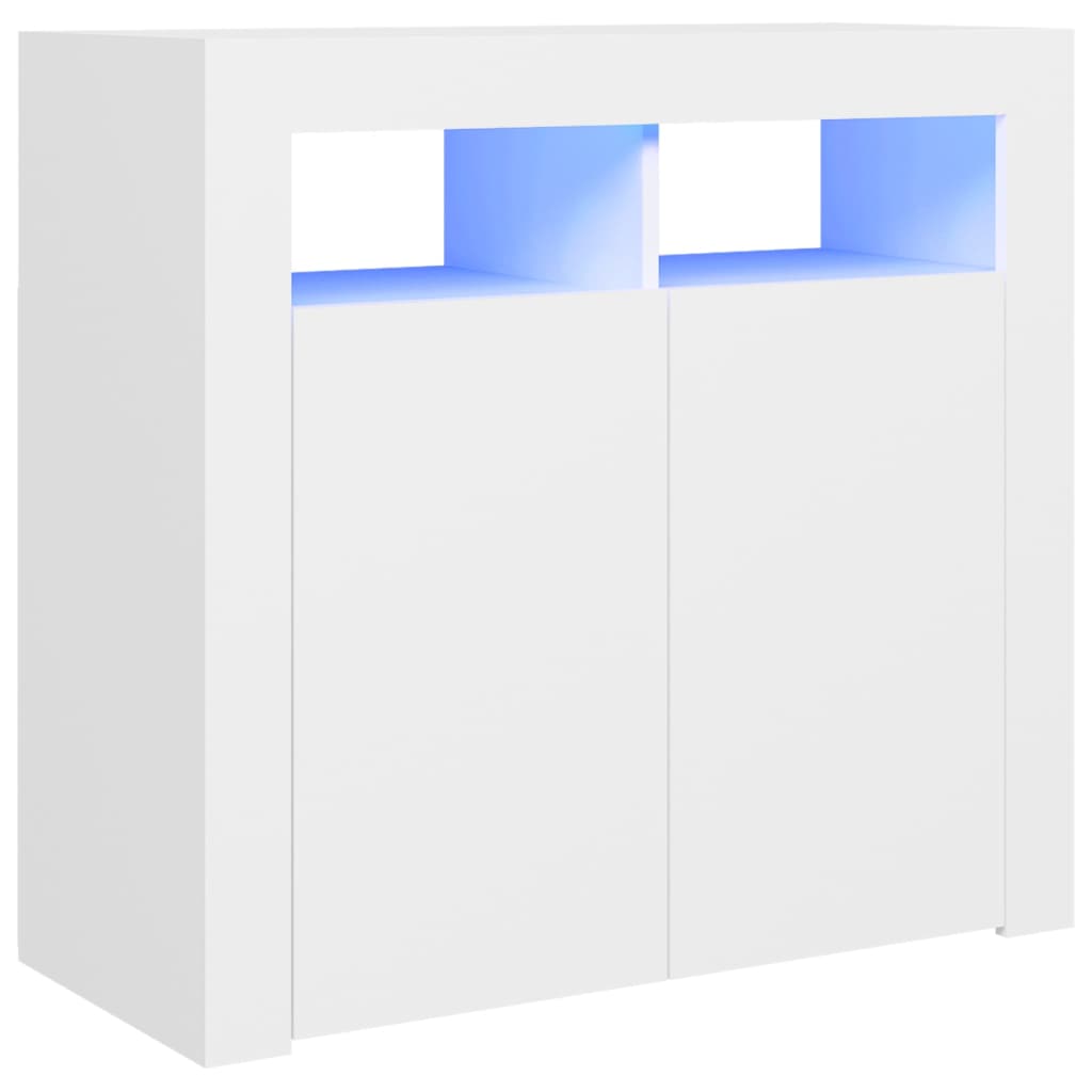 vidaXL Credenza con Luci LED Bianca 80x35x75 cm