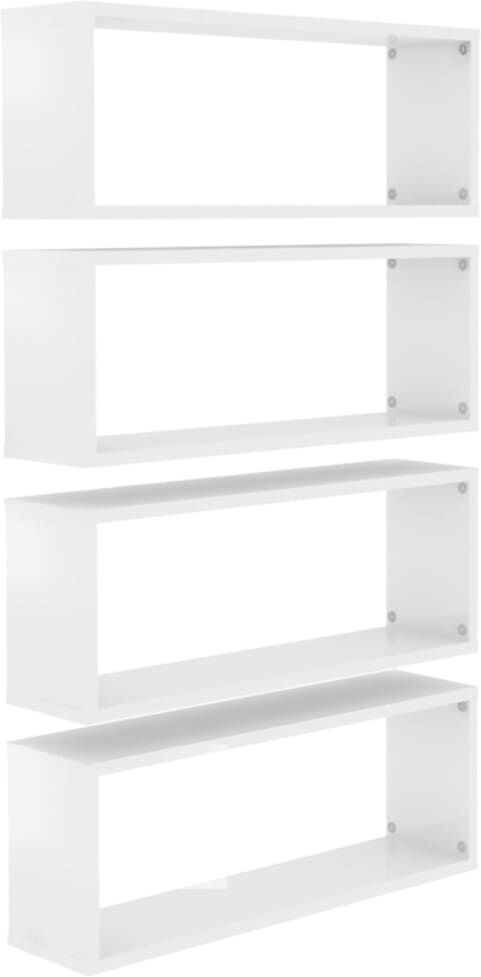 vidaXL Mensole Parete a Cubo 4pz Bianco Lucido 60x15x23cm Multistrato