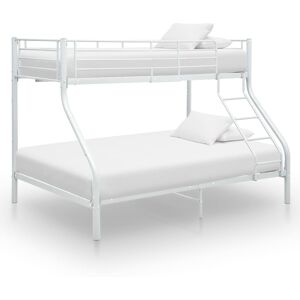 vidaXL Letto a Castello Bianco in Metallo 140x200 cm/90x200 cm