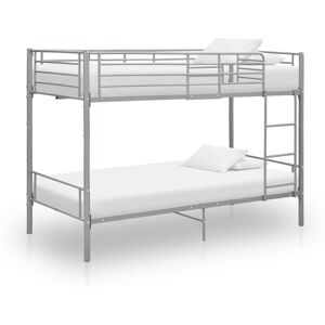 vidaXL Letto a Castello Grigio in Metallo 90x200 cm