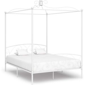 vidaXL Letto a Baldacchino Bianco in Metallo 160x200 cm