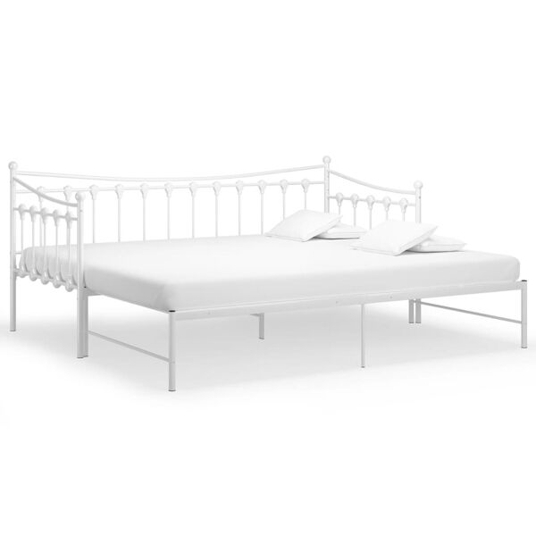 vidaxl telaio divano letto estraibile bianco in metallo 90x200 cm