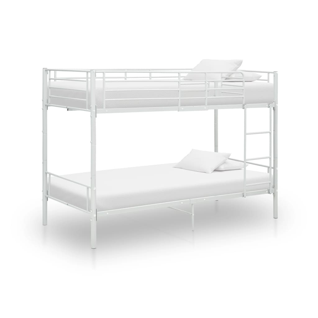 vidaxl letto a castello bianco in metallo 90x200 cm