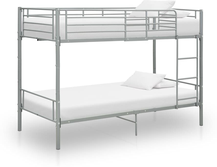 vidaxl letto a castello grigio in metallo 90x200 cm