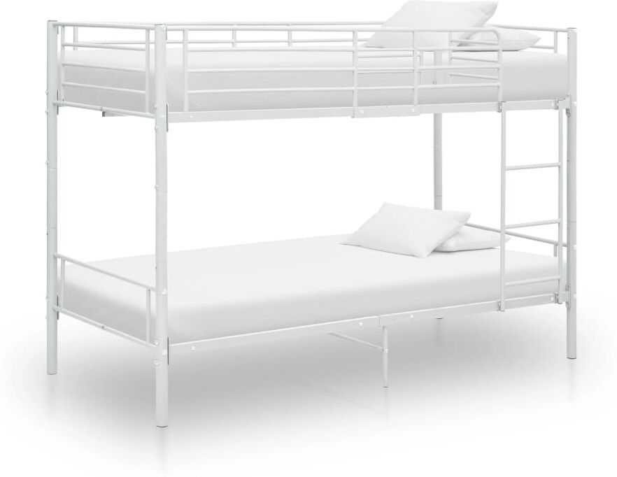 vidaXL Letto a Castello Bianco in Metallo 90x200 cm