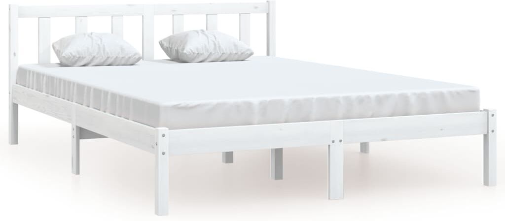 vidaXL Giroletto Bianco in Legno Massello di Pino 140x190 cm