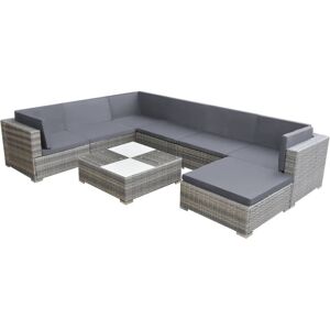 vidaXL Set Divani da Giardino 8 pz con Cuscini in Polyrattan Grigio