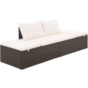 vidaXL Lettino da Giardino Marrone 195x60 cm in Polyrattan