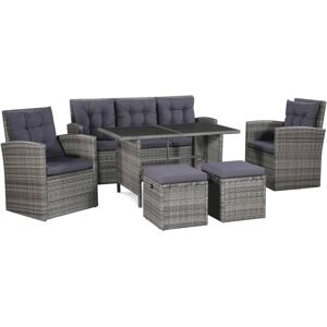 vidaXL Set Divani da Giardino 6 pz con Cuscini in Polyrattan Grigio