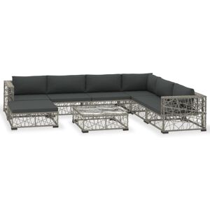 vidaXL Set Divani da Giardino 8 pz con Cuscini in Polyrattan Grigio