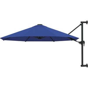 vidaXL Ombrellone a Muro con Palo in Metallo 300 cm Blu