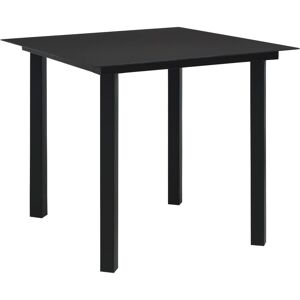 vidaXL Tavolo da Giardino Nero 80x80x74 cm in Acciaio e Vetro