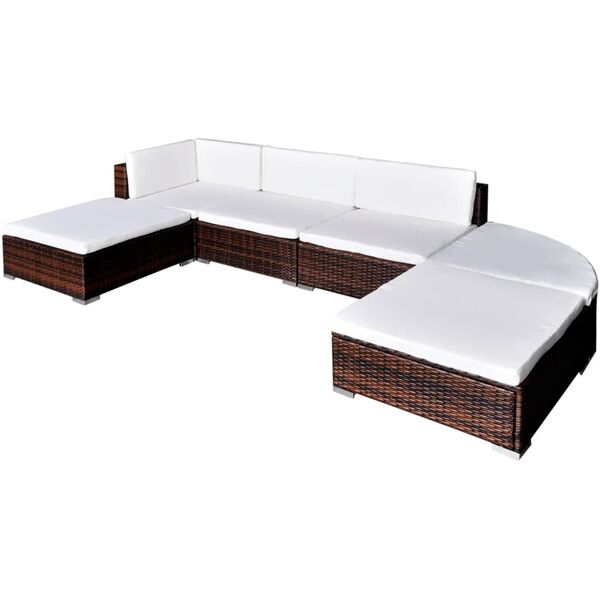 vidaxl set divani da giardino 6 pz con cuscini in polyrattan marrone