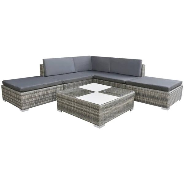 vidaxl set divani da giardino 6 pz con cuscini in polyrattan grigio