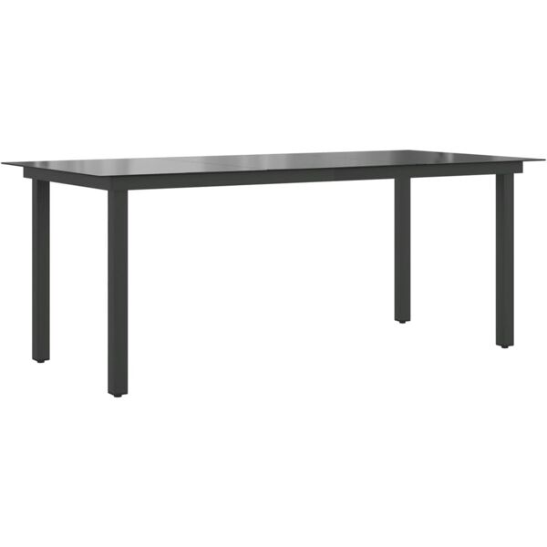 vidaxl tavolo da giardino nero 190x90x74 cm in alluminio e vetro