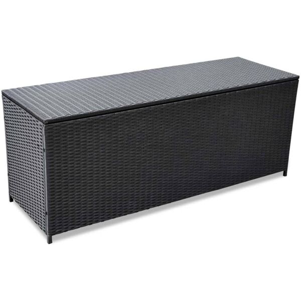 vidaxl baule da giardino nero 150x50x60 cm in polyrattan