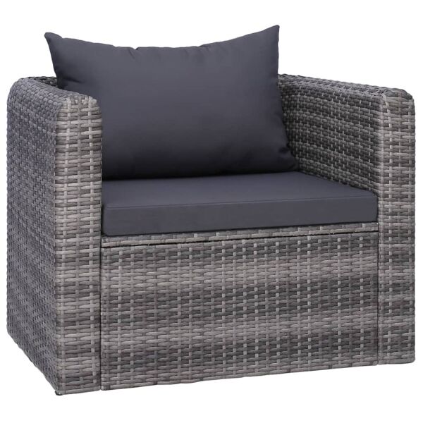 vidaxl sedia da giardino con cuscini in polyrattan grigio