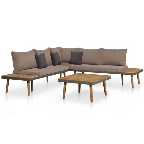 vidaxl set divani da giardino 4 pz con cuscini legno di acacia marrone