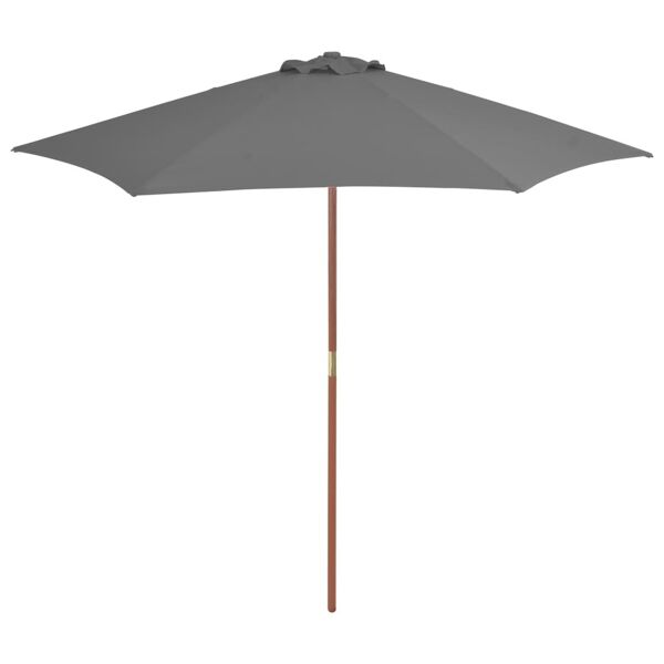 vidaxl ombrellone da esterni con palo in legno 270 cm antracite