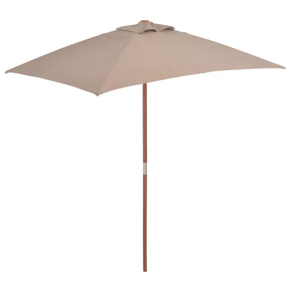 vidaxl ombrellone da esterni con palo in legno 150x200 cm grigio talpa