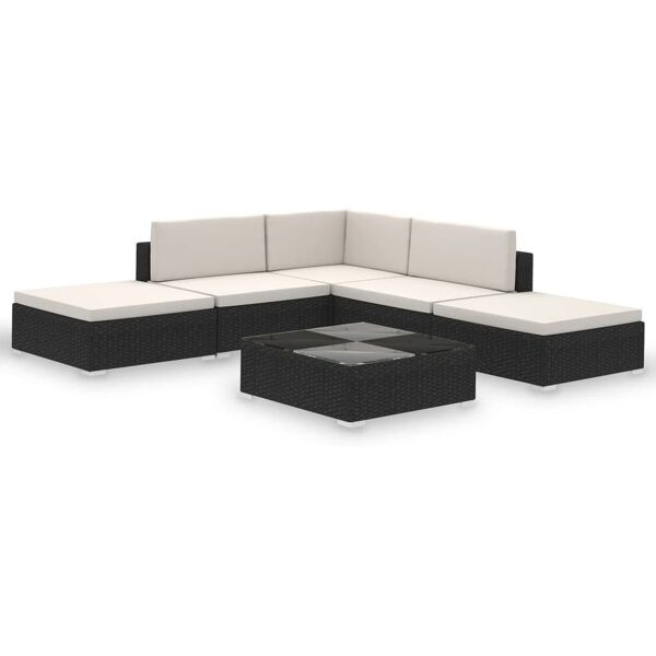 vidaxl set divani da giardino 6 pz con cuscini in polyrattan nero