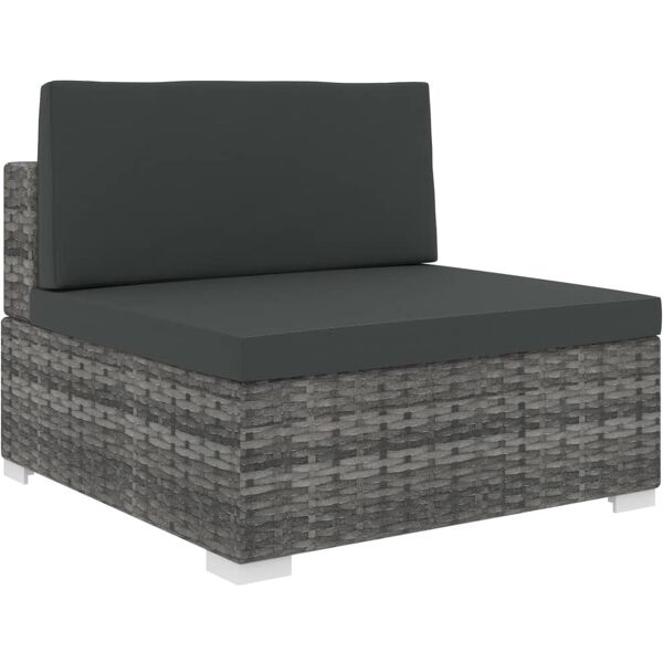 vidaxl seduta centrale modulare 1 pz con cuscini in polyrattan grigio