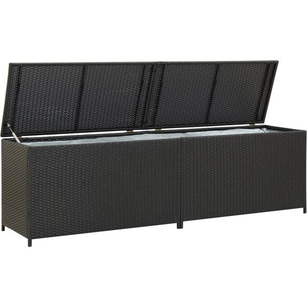 vidaxl baule da giardino in polyrattan 200x50x60 cm nero