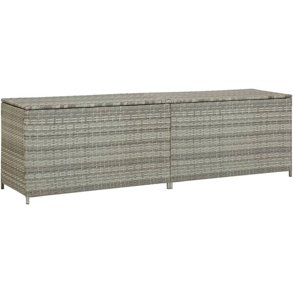 vidaxl baule da giardino in polyrattan 200x50x60 cm grigio