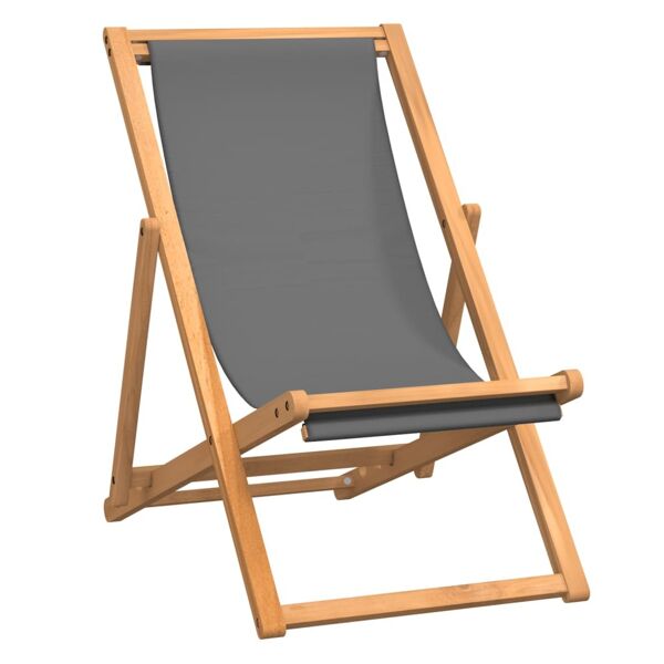vidaxl sedia da spiaggia pieghevole in legno massello di teak grigia