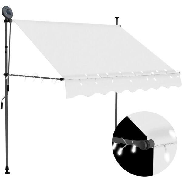 vidaxl tenda da sole retrattile manuale con led 150 cm crema