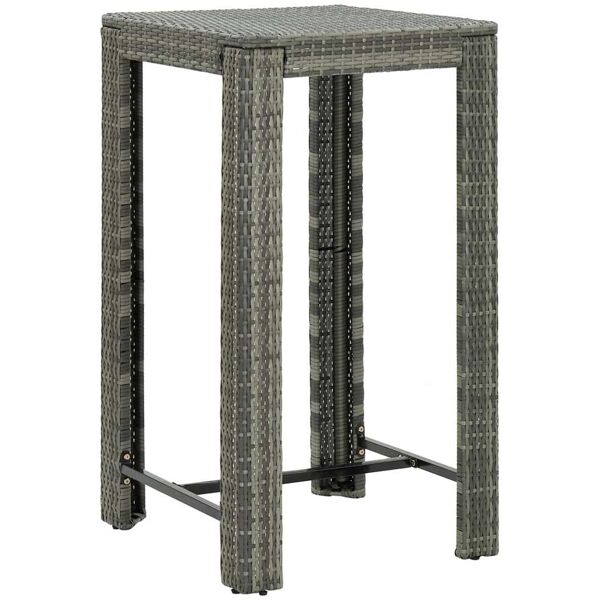 vidaxl tavolo da bar da giardino grigio 60,5x60,5x110,5 cm polyrattan