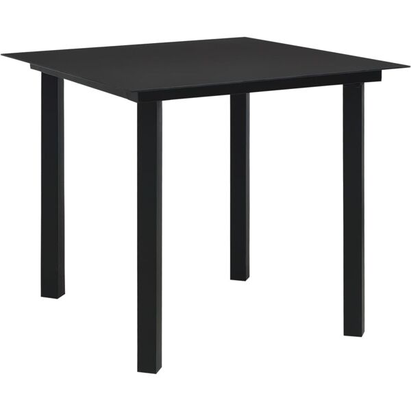 vidaxl tavolo da giardino nero 80x80x74 cm in acciaio e vetro