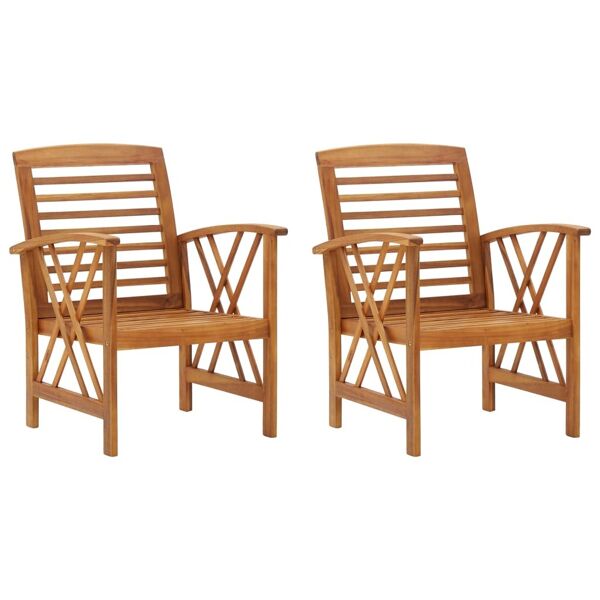 vidaxl sedie da giardino 2 pz in legno massello d'acacia