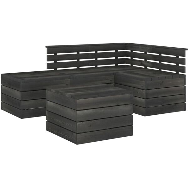 vidaxl set divani da giardino su pallet 5 pz legno pino grigio scuro