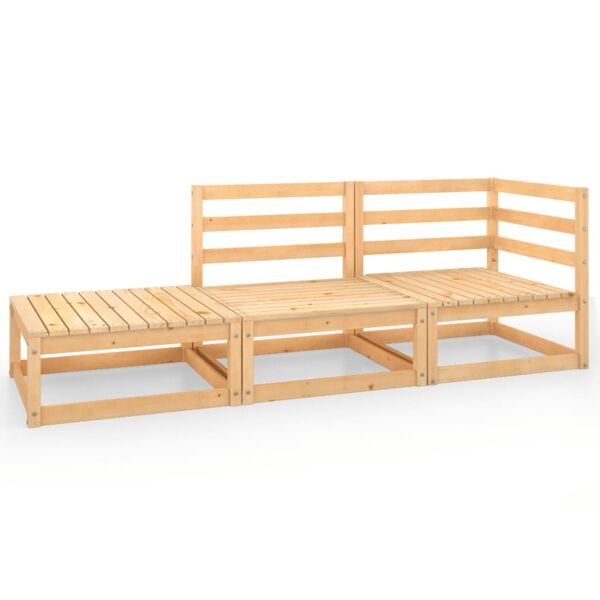 vidaxl set divani da giardino 3 pz in legno massello di pino