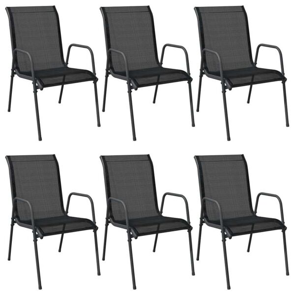 vidaxl sedie da giardino 6 pz in acciaio e textilene nere