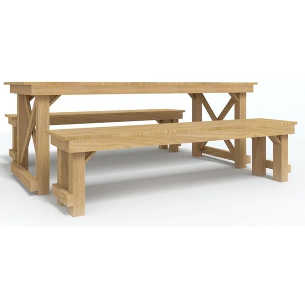 vidaxl set da pranzo da giardino 3 pz in legno di pino impregnato