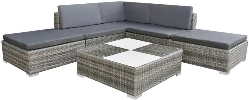 vidaxl set divani da giardino 6 pz con cuscini in polyrattan grigio