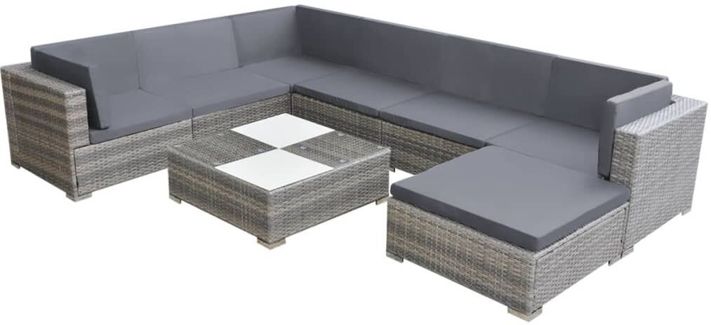 vidaxl set divani da giardino 8 pz con cuscini in polyrattan grigio