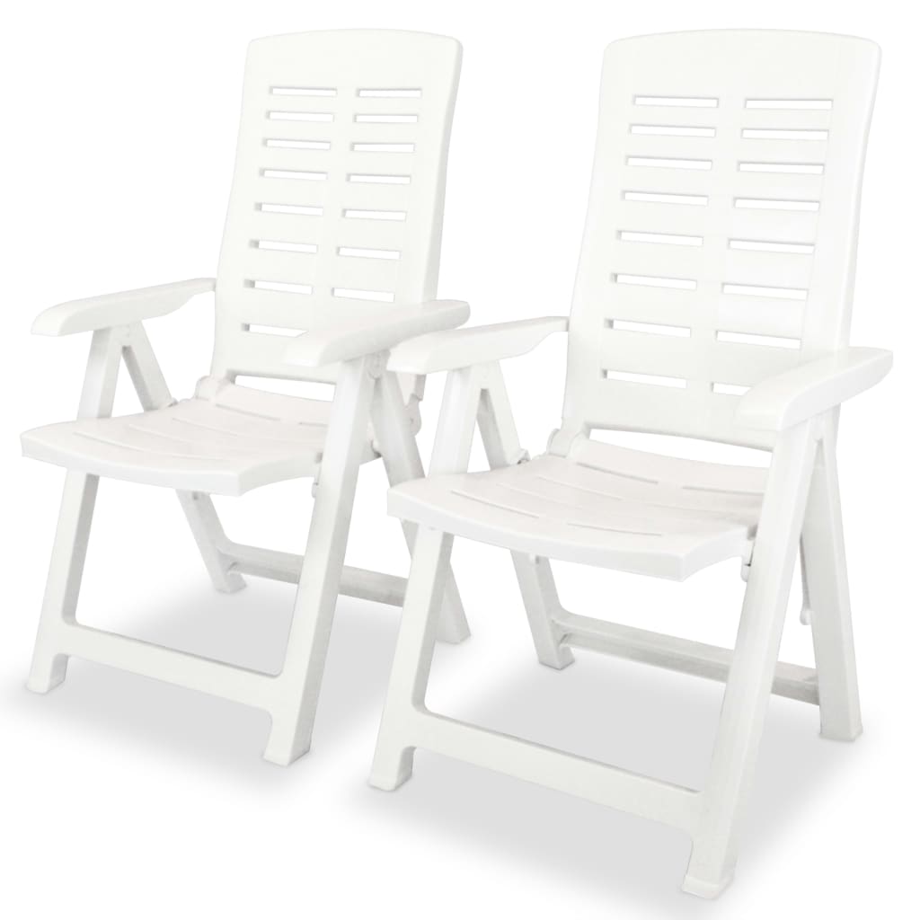 vidaxl sedie reclinabili da giardino 2 pz in plastica bianca