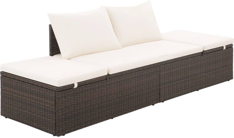 vidaxl lettino da giardino marrone 195x60 cm in polyrattan