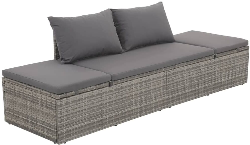 vidaxl lettino da giardino grigio 195x60 cm in polyrattan