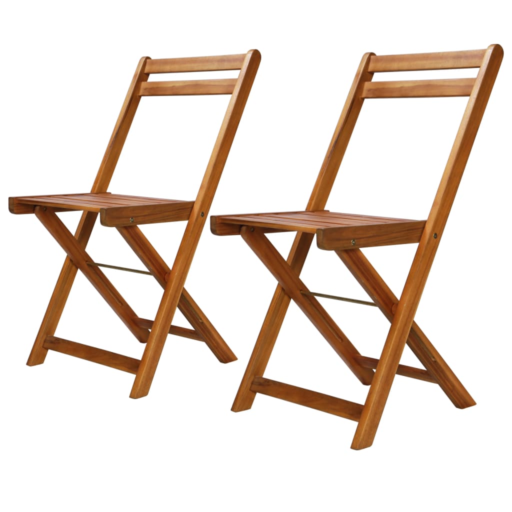 vidaxl sedie da bistrò per esterni 2 pz in legno massello di acacia