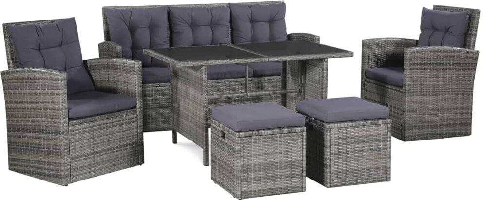 vidaxl set divani da giardino 6 pz con cuscini in polyrattan grigio