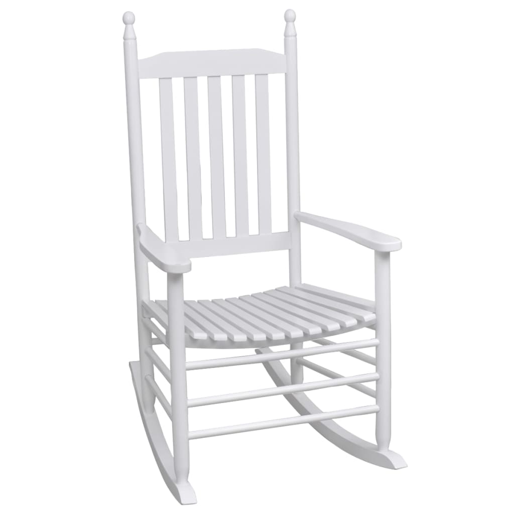 vidaxl sedia a dondolo con sedile curvo bianco in legno