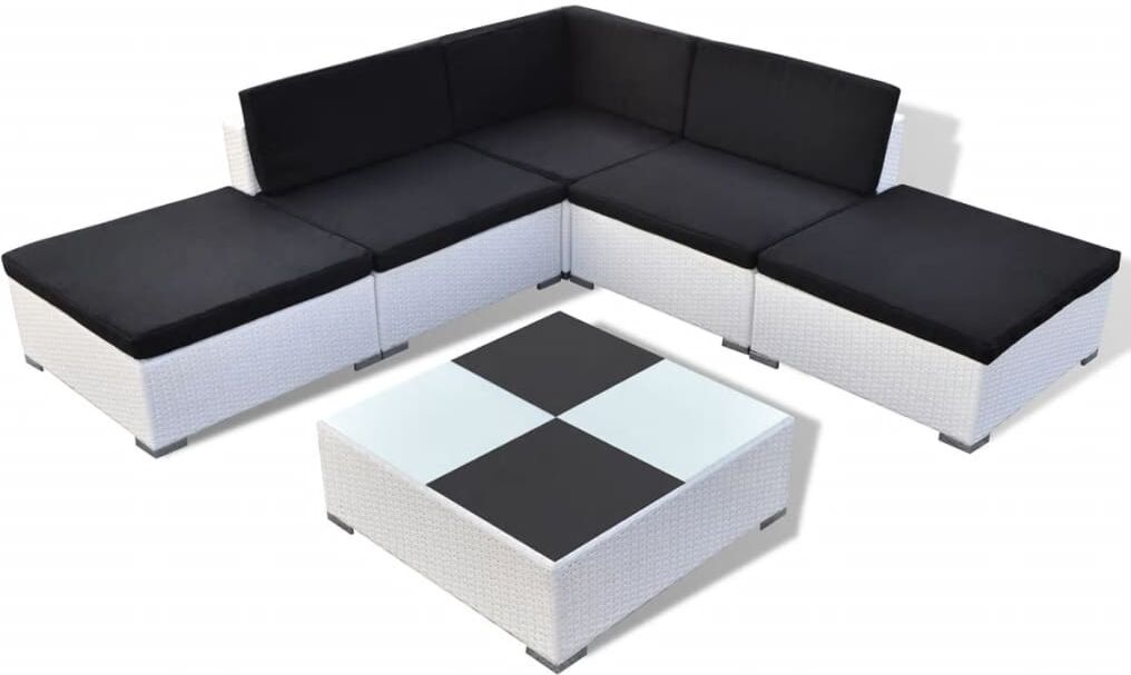 vidaxl set divani da giardino 6 pz con cuscini in polyrattan bianco