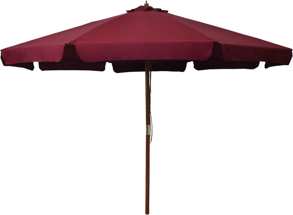 vidaxl ombrellone da esterni con palo in legno 330 cm rosso borgogna