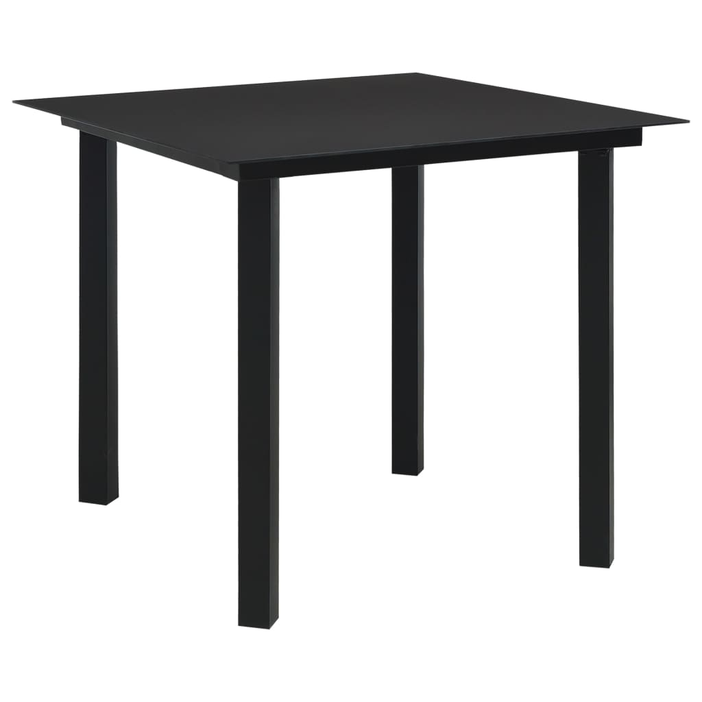 vidaxl tavolo da giardino nero 80x80x74 cm in acciaio e vetro