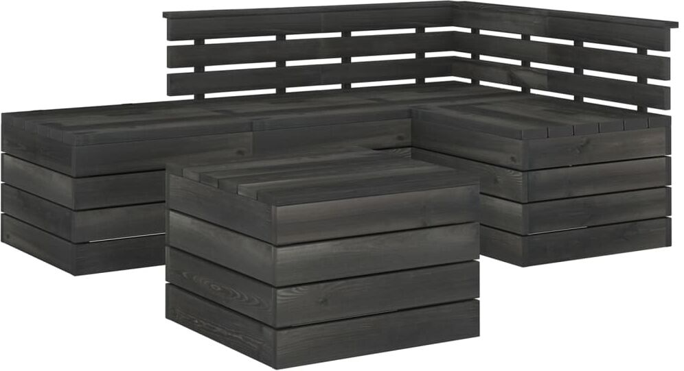 vidaxl set divani da giardino su pallet 5 pz legno pino grigio scuro